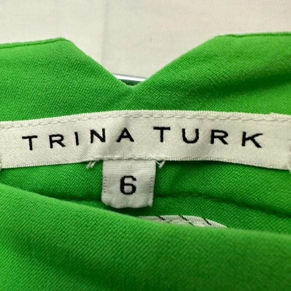 Trina Turk Cropped Green Dress Pants Size 6 Stretch Mid Rise - Picture 4 of 5